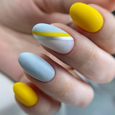 Жёлто-голубой маникюр | Nails, Beauty