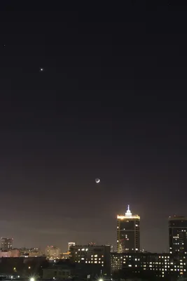 Луна, Венера, Марс в небе над Новосибирском 30.01.17 | Пикабу