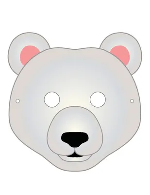 Маска \"Медведь\", 20 х 16 см, сет из 5 штук, каждая маска на  резиночке,картонная