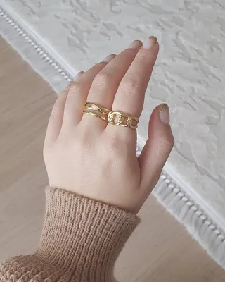 Новинка модные простые металлические циркониевые золотые массивные кольца  цепочка звено геометрическое кольцо для женщин винтажные кольца на палец |  AliExpress