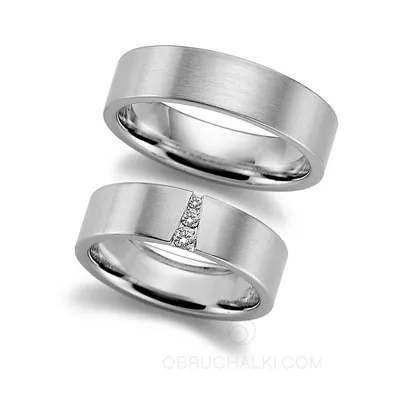 Матовые обручальные кольца с бриллиантами 3 DIAMONDS на заказ из белого и  желтого золота, серебра, платины или своего металла