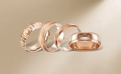 Матовые обручальные кольца необычной формы на заказ из белого и желтого  золота, серебра, платины или своего металла
