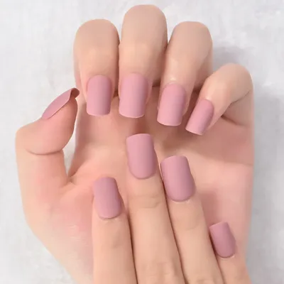 Накладные ногти матовые Розовые Квадратные, короткий пресс для ногтей,  искусственные ногти для офиса, повседневной носки, маникюра, подарок для  женщин | AliExpress