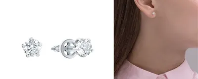 Xuping Серьги гвоздики медицинские пусеты с цирконом 4mm