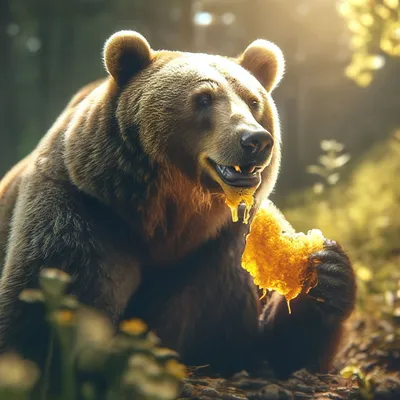 Медведь ест мед иллюстрация штока. иллюстрации насчитывающей пуща -  115567430