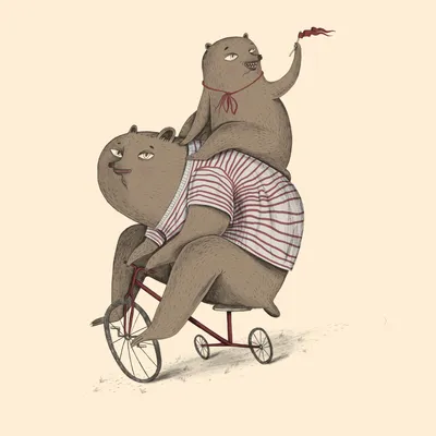 Картина на холсте \"Медведь на велосипеде\" - купить недорого в  интернет-магазине Postermarket в Москве