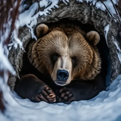 Рисунок Спит медведь в берлоге №39932 - «Зимняя сказка» (08.01.2024 - 01:59)