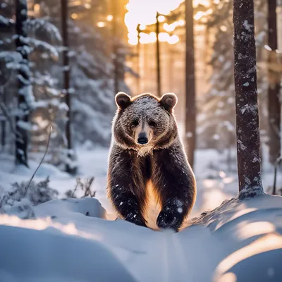Медведь зимой фото фото