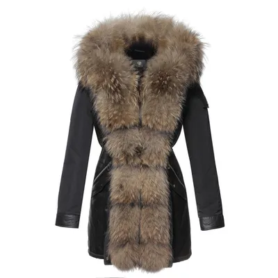 Стёганая куртка-парка с меховой отделкой - артикул B039531, цвет DARK NAVY  - купить по цене 10559 руб. в интернет-магазине Baon