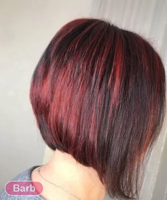 Красное мелирование на темные волосы - 63 фото