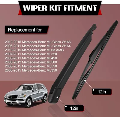 Amazon.com: Replacement for Mercedes Benz ML Class ML350 W164 W166 Rear  Wiper Arm Blade and Cap OEM : Automotive