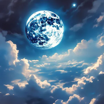 Лесное озеро ночь месяц в небе и…» — создано в Шедевруме