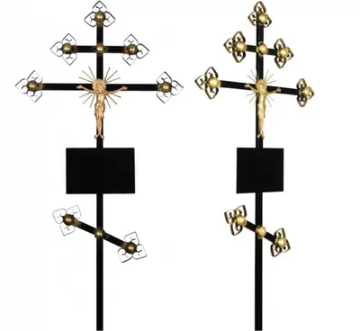 Крест \"Классический\" ритуальный на могилу, металлический с порошковой  краской - Альтера