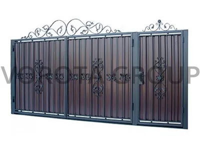 Ворота распашные с элементами ковки с заполнением Алютех: купить в Москве,  цена на сайте Ворота-24