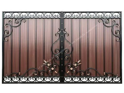 Кованые ворота с профнастилом, купить вороты из профлиста с элементами  ковкой в Москве и области — Shtal-burg