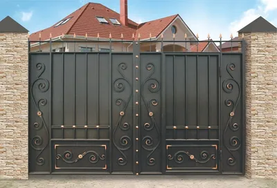 Металлические эксклюзивные ворота с элементами ковки купить по цене 2877  руб в Москве от производителя