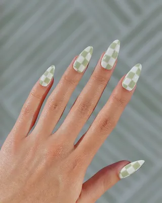 Glitter French Tip Fake Nails Mint Green Ombre Press On - Temu