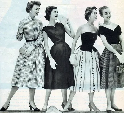 Мода и прически 1950-х годов | Mode für teens, Vintage kleider, 1950s style