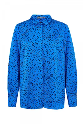 Блузка из креш-атласа арт.3500 синий купить блузки, рубашки больших размеров