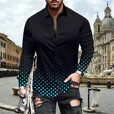 Модные крутые мужские рубашки с 3d-цифровым принтом, новинка 2022, Осенние  повседневные Роскошные Топы с длинным рукавом и отложным воротником для  мужчин, одежда | AliExpress