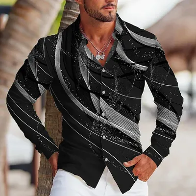 Роскошные модные рубашки для мужчин, Повседневная рубашка оверсайз,  полосатый топ на пуговицах с длинным рукавом и принтом, Мужская одежда,  стандартный кардиган, блузка | AliExpress