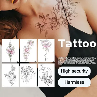 Модные женские тату-наклейки с цветами и листьями, водостойкие временные  тату-наклейки на тело и руки, тату для сексуальных девушек, черные, красные  бабочки | AliExpress
