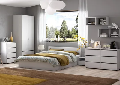 Модульная мебель для спальни Янна (цвет орех) цена 63845 руб. «Мебельная  Индустрия» купить в Спб.