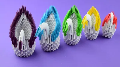 Семья лебедей (Лебеди из бумаги). Модульное оригами. Пошаговая сборка,  мастер класс. - YouTube