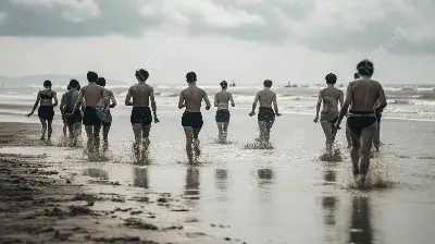 Красивые молодые люди на морском пляже :: Стоковая фотография :: Pixel-Shot  Studio