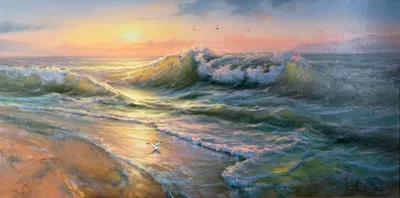 Морской прибой» картина Панова Александра маслом на холсте — заказать на  ArtNow.ru