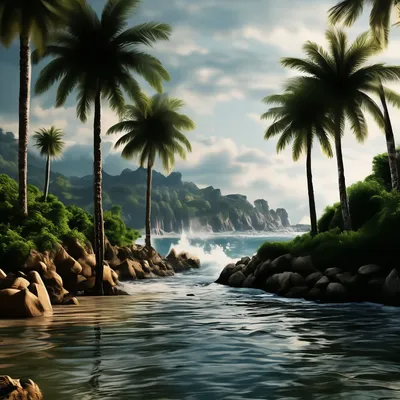 Море природа пальмв» — создано в Шедевруме