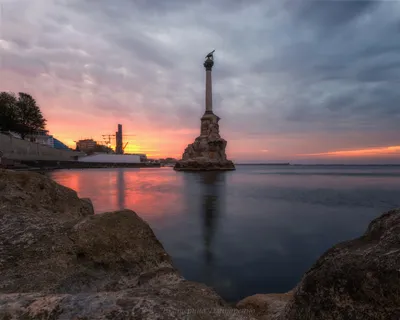 Картинки севастополь, памятник, затопленным, кораблям, море, закат - обои  1920x1080, картинка №236696