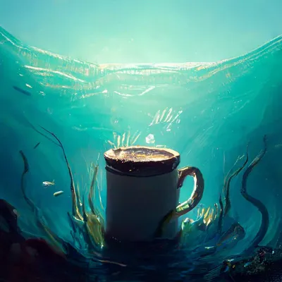 Море в кружке из-под чая,4к …» — создано в Шедевруме
