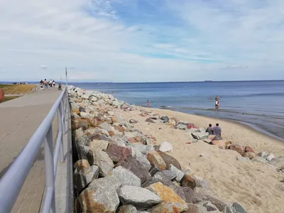 Пляж Балтийского моря в Польше Стоковое Изображение - изображение  насчитывающей берег, померанский: 164689503
