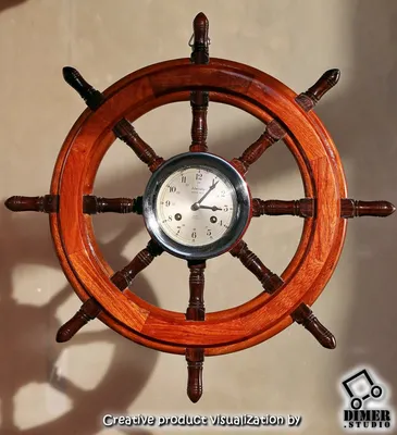 Удивлющий ценный подарок руководителю капитану моряку яхтсмену: морские часы-штурвал  с боем бьют склянки