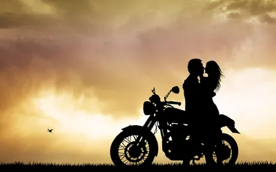 Скачать 1024x768 мотоцикл, мотоциклисты, любовь, шлем, экипировка обои,  картинки стандарт 4:3
