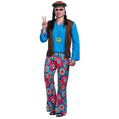 Купить Мужской костюм хиппи 60-х 70-х годов, психоделический костюм,  нарядное платье, костюм Love Peace с вспышками | Joom