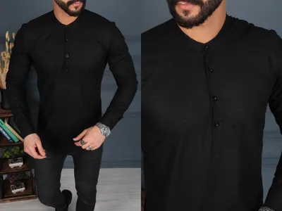Легкая однотонная мужская рубашка чёрная, Мужские черные рубашки без  воротника летняя турецкая (ID#1619095776), цена: 620 ₴, купить на Prom.ua