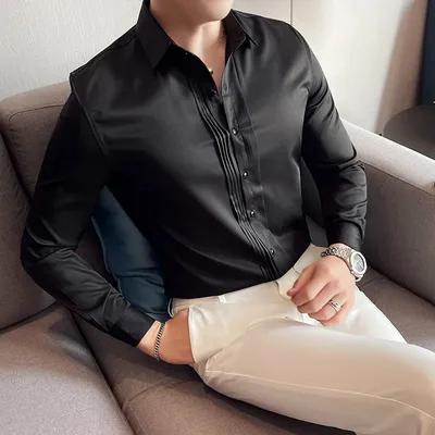 Элегантные Мужские рубашки для банкета и смокинга, черные, белые стильные  рубашки в британском стиле для джентльменов, Мужская праздничная одежда для  ужина и выпускного вечера | AliExpress