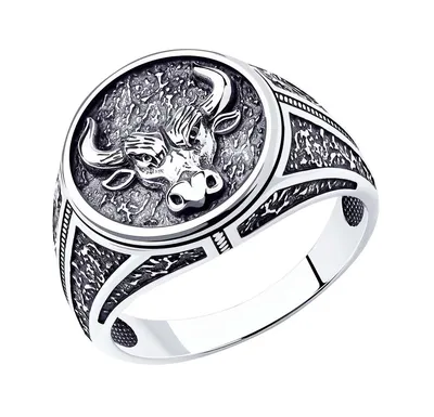 Мужской серебряный перстень печатка ''Бык'' SOKOLOV 95010147 — купить в  AllTime.ru — фото