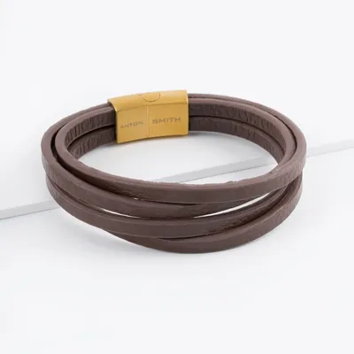 Мужские многослойные кожаные браслеты с застежкой из нержавеющей стали |  AliExpress