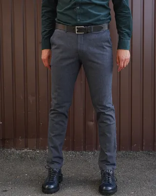 Мужские прямые черно-синие брюки-слаксы | Купить в интернет-магазине Merada