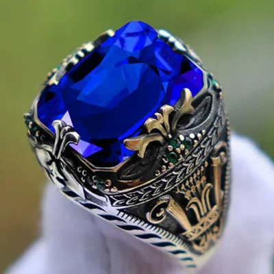 Мужское роскошное кольцо с инкрустацией изумруда, индивидуальное  ретро-властное кольцо с сапфиром из драгоценного камня для посещения  банкета, вечеринки, деловые украшения – лучшие товары в онлайн-магазине  Джум Гик