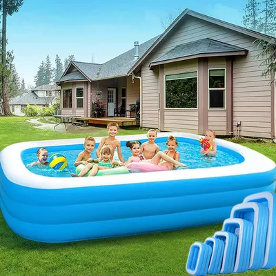 Новый надувной бассейн, складной, 3-слойный, из ПВХ, для детей и семьи, для  купания в воде, утолщенный, летний подарок | AliExpress