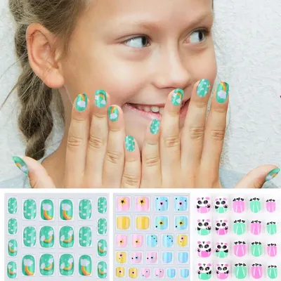 Fake Nails Kids Girls Funny Artificial Fingernails Nail Decorations Full  Cover False Nails For Children Manicure Design Tools - False Nails -  AliExpress