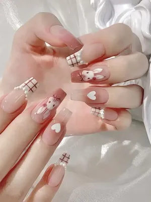 Jili nails Накладные ногти с дизайном и клеем длинные