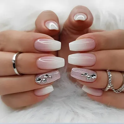Купить 24 шт./компл., длинные блестящие накладные ногти с бриллиантами,  водонепроницаемые наклейки для готовых ногтей, наклейки для ногтей Qucik |  Joom