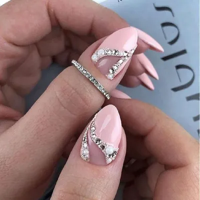 Накладные ногти Kitty Nail, френч со стразами, форма балерина, длинные, 24  шт - купити за найкращою ціною в Україні ➤ KittyShop.com.ua