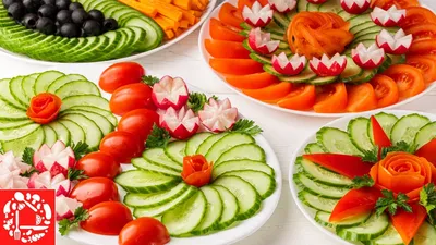 5 Красивых овощных нарезок на Праздничный стол! Как красиво нарезать Овощи  обычным ножом! - YouTube