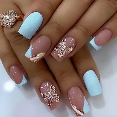 Накладные ногти Kitty Nail сине-сиреневые волны, форма миндаль, средние 24  шт - купити за найкращою ціною в Україні ➤ KittyShop.com.ua